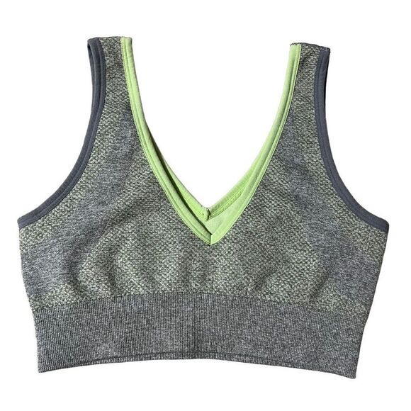 Aerie S sports bra small gray light green seamless NWOT lounge athletic gym - Picture 3 of 5